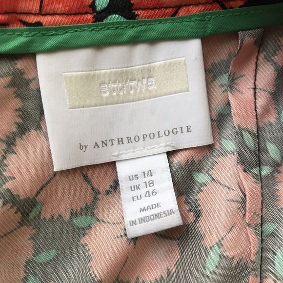 Anthropologie Red Poppy Floral Satin Cropped Wide Leg Ruffle Pants NWOT XL - Picture 9 of 9